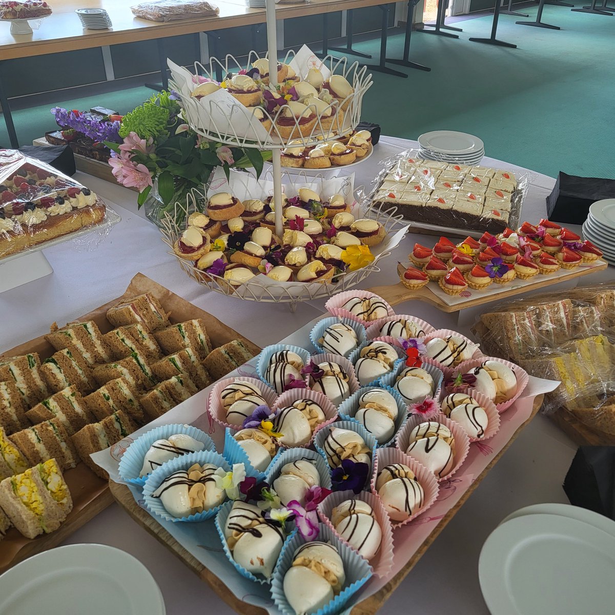 ktstanding's tweet image. Founders day @FrenshamHeights  today, delicous cakes and super sandwiches for afternoon tea @NSkevington75 @birch_gmsil