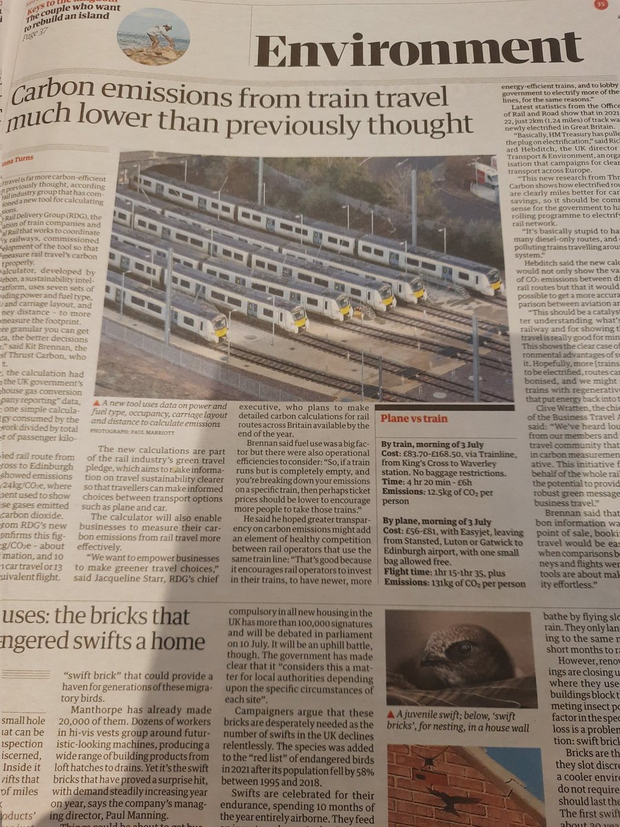 In today's <a href="/guardian/">The Guardian</a> and online: carbon emissions from train travel much lower than previously thought <a href="/ThrustCarbon/">Thrust Carbon</a> <a href="/transenv/">T&E (🦋 find us @transportenvironment.org)</a> <a href="/RailDeliveryGrp/">Rail Delivery Group</a>