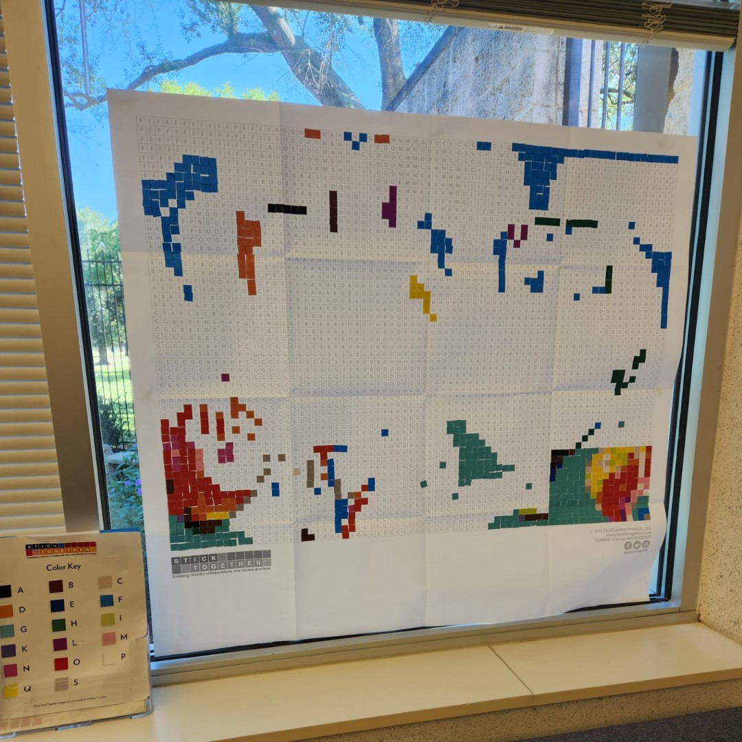 KatyLibrary's tweet image. Our mosaic sticker poster is coming along beautifully! Make sure that you visit our teen area and add some stickers to create a wonderful masterpiece! #katybranchlibrary #katytx #hcpl #hcplsrp