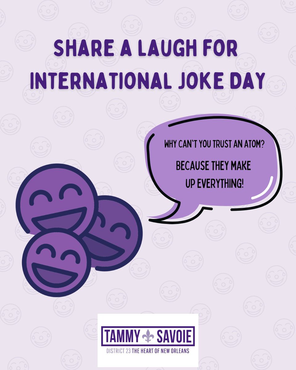 Happy #InternationalJokeDay, District 23! 😂 Let's share a laugh: Why don't scientists trust atoms? Because they make up everything! 🤣 Laughter unifies us and brightens our day. Drop your best family-friendly joke below and let's spread the joy! #District23 #ShareTheLaughter