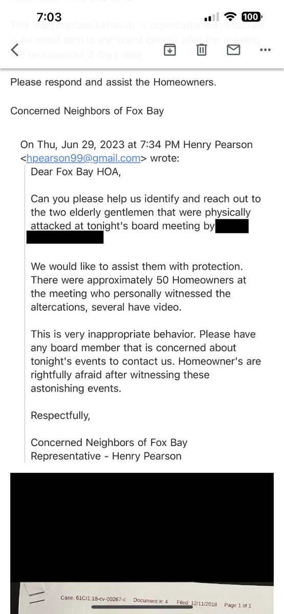 HenryP8675309's tweet photo. The Homeowners request Fox Bay HOA to conduct an honest investigation into the physical attacks and related events at the neighborhood wide board meeting held at 6pm Thursday 06/29/23 Clubhouse. 

There were approximately 50 Homeowners in attendance that witnessed the attacks. https://t.co/gUKfnL40AE