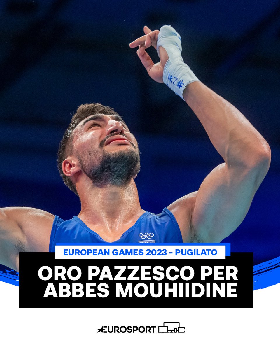 Eurosport_IT's tweet image. ORO da urlo per Aziz Abbes Mouhiidine! 🥇👊

Il pugile azzurro domina la finale contro l’irlandese Marley, imponendosi con verdetto unanime: suo il gradino più alto del podio nella categoria fino a 92 kg. 

#Itaboxing #Azzurri #boxing #eurogames #Pugilato