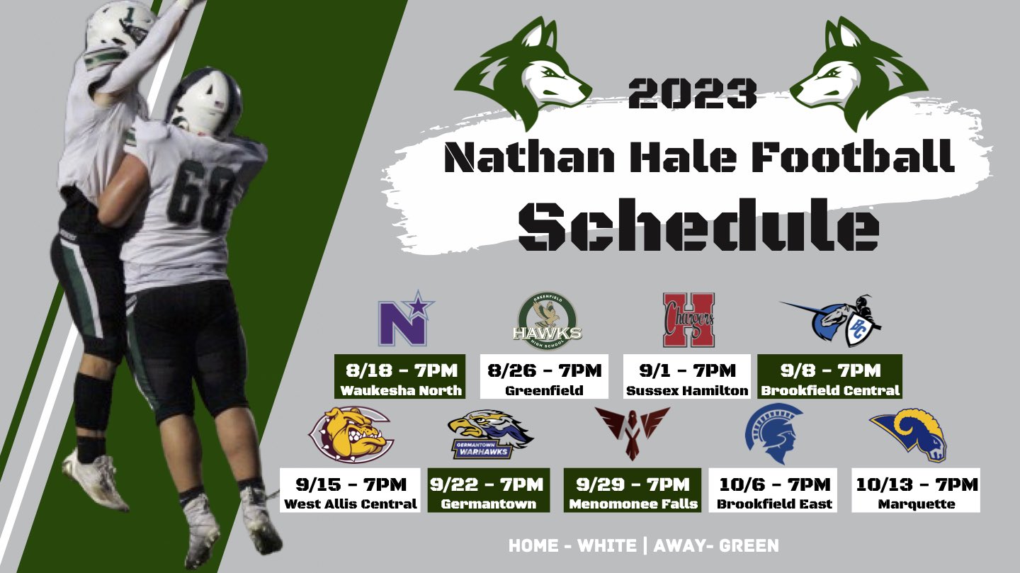 Nathan Hale Football on Twitter "2023 Varsity Football Schedule 