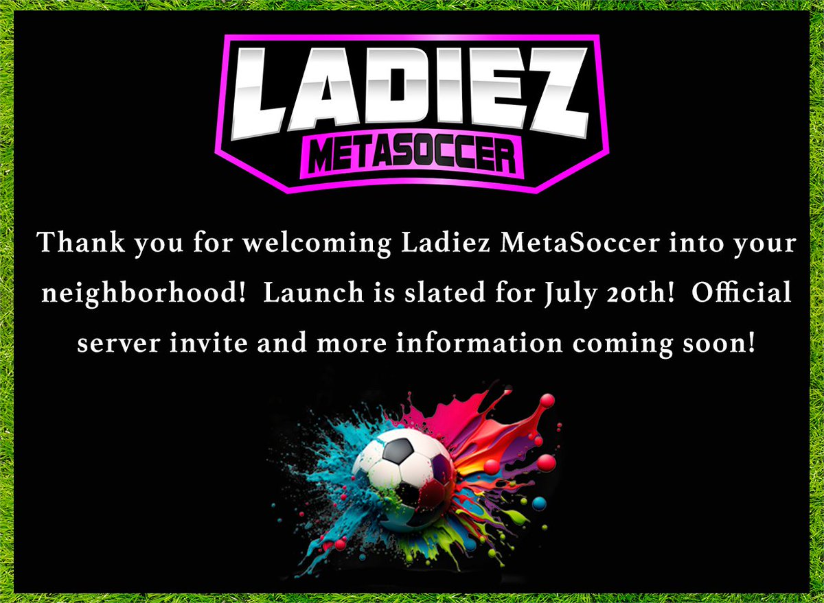 Ladiez Metasoccer is coming to Bronxdale! Thank you so much <a href="/shaktilyncrypto/">Shaktilyn.eth</a> for choosing Bronxdale!  I can't wait to play this! <a href="/UplandMe/">Upland</a>
#metaverse #soccer #fifa #uplandme