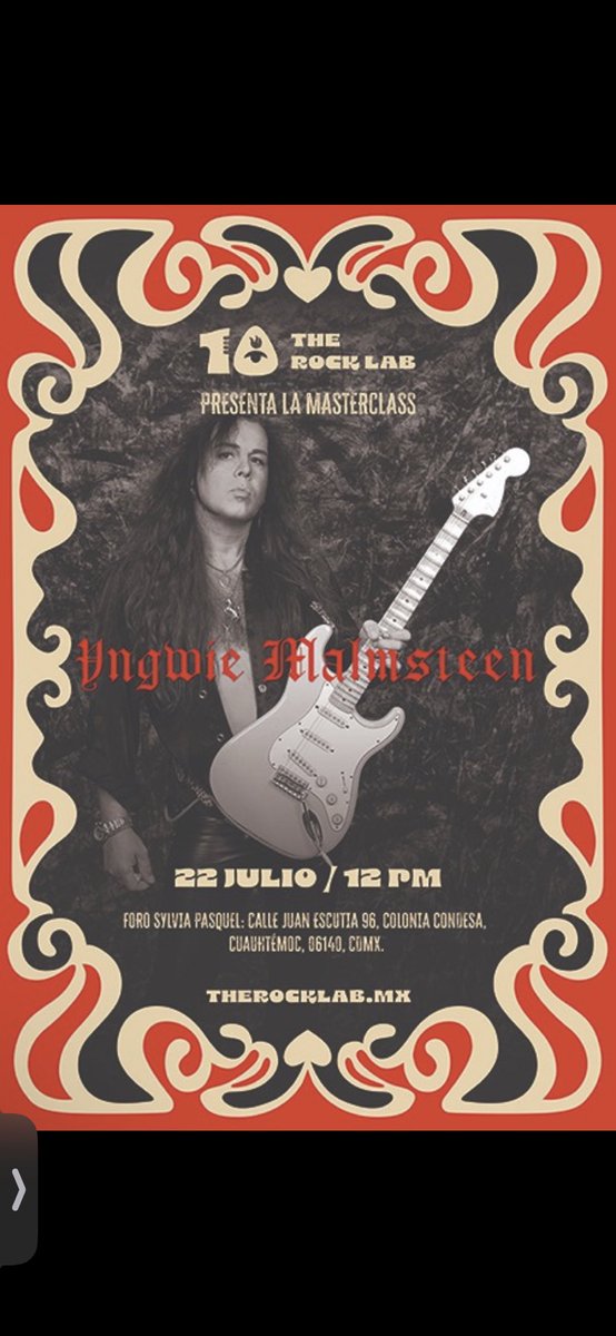 ¡Tendremos una clínica con <a href="/OfficialYJM/">Yngwie Malmsteen</a> ! Compra tus boletos escribiéndonos a ventas@therocklab.mx Los primeros 20 estarán en $1,500