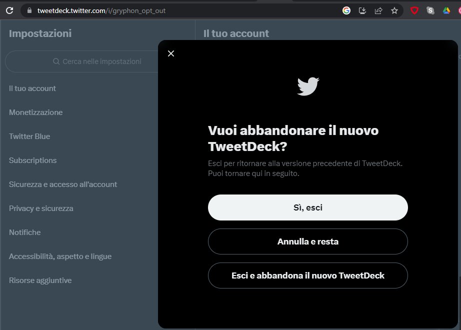 relationsatwork's tweet image. Per ora "regge" l'aggiramento rate-limit per account non-verificati, usando la versione precedente di Tweetdeck (scelta/opt-out in Impostazioni - Account).

Versione nuova/preview triggera invece rate-limit. 

Ancora non verificati i feedback di bypass con MarinDeck iOS/Android.