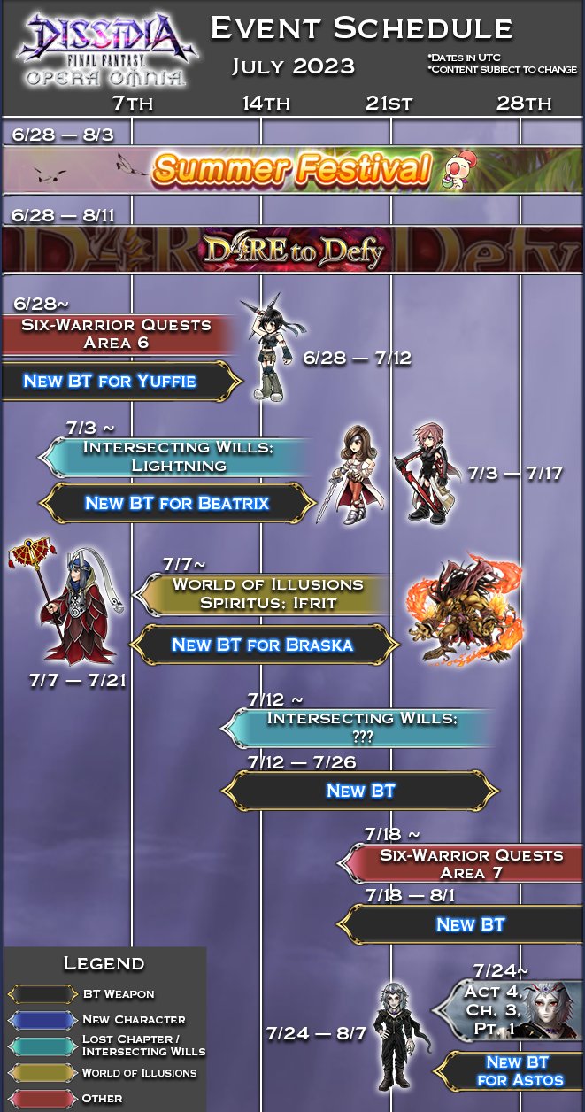 DISSIDIA FINAL FANTASY OPERA OMNIA on Twitter "The July Event Schedule