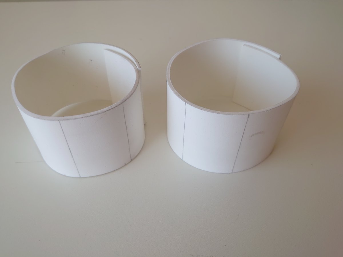 pinkkutan's tweet photo. I ended up remaking the armbands because the aluminum flashing I used before was too thin. This time I used heat formed Sintra https://t.co/53UMjcC47a