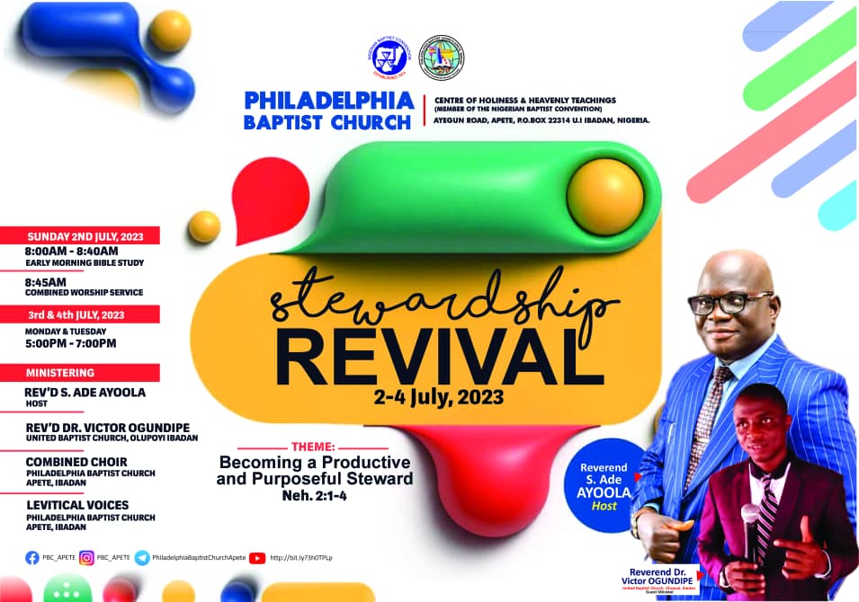 2023 STEWARDSHIP REVIVAL
BECOMING A PRODUCTIVE AND PURPOSEFUL STEWARD