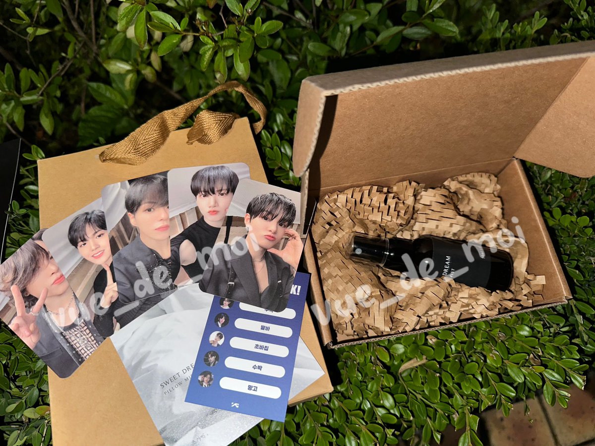 230702 T5 Inkigayo

Gifts from T5!!!!!!
A pillow mist. Jihoon said to spray the mist so we can sleep well and dreaming of them 😭😭😭