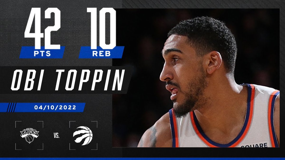 KnicksMuse's tweet photo. However you want to phrase it, Obi Toppin was never given a chance to display his full potential on a consistent basis. 

The Knicks #8 pick in 2020 played just 14.7 minutes per game as a Knick. https://t.co/wIhn2AjB2o