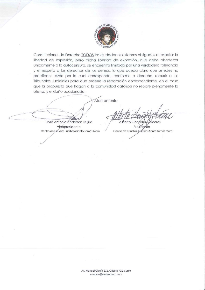 La tolerancia y el respeto es una obligación para todos en un Estado de Derecho. Quien daña a otro está obligado a indemnizarlo.