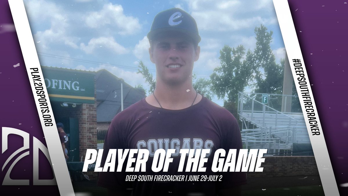 ⭐️ PLAYER OF THE GAME ⭐️

Grant Deshotels: 6IP,  5K, 4H, 1ER

Summer Team: Elite Cougars

<a href="/2DsportsLA/">2D Sports Louisiana</a>
#DeepSouthFirecracker