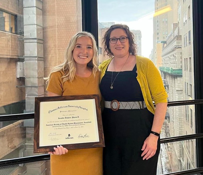 Another great year in the books! This woman made it incredibly easy to be her RPD. I’m so proud of all her accomplishments and the career she has ahead of her! Congrats 🎉🥂🍾
<a href="/jennydolphin4/">Jennifer Dolphin, PharmD, BCCCP</a> <a href="/JeffPharmRes/">Jeff Pharmacy Residency Programs</a> #TwitteRx #PharmRes #ProudRPD #PharmICU