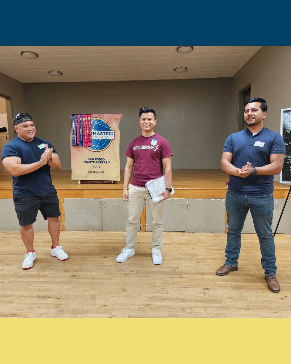 toastmasters7's tweet photo. Welcome to new members Gene &amp; Cris (flanking Michael). Come see us in person. #sandiegotoastmasters #sandiegotoastmasters7 #toastmastersclub #toastmastersmeeting #toastmasters7 #toastmasters #whereleadersaremade #leadershipandcommunication #speakandlead https://t.co/WqTVqG4TMa