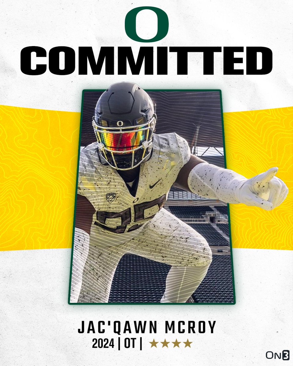 🚨BREAKING🚨 4-star OT Jac'Qawn McRoy (@5star_shaq) has committed to Oregon🦆 More from @ChadSimmons_: on3.com/college/oregon…
