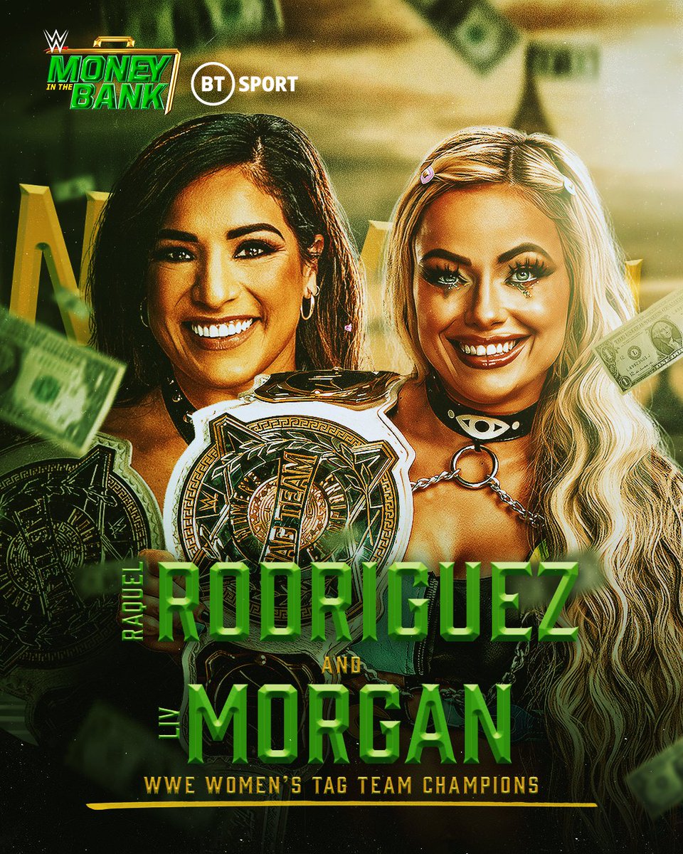 wweontnt's tweet photo. 🏆 AND NEW the WWE Women's Tag Team Champions! 🏆

@YaOnlyLivvOnce &amp; @RaquelWWE!

#MITB https://t.co/PHKlf44VHU