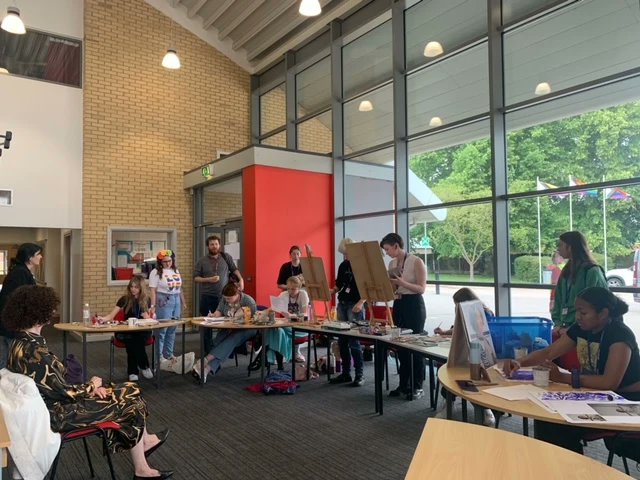2 of 2: Yesterday, our year 12 Art students took part in a portrait competition, with our Principal, Mrs Corbett, sitting live for them to paint. Every one of them did an amazing job! Please congratulate them all ⭐️ #artists #painting #strive