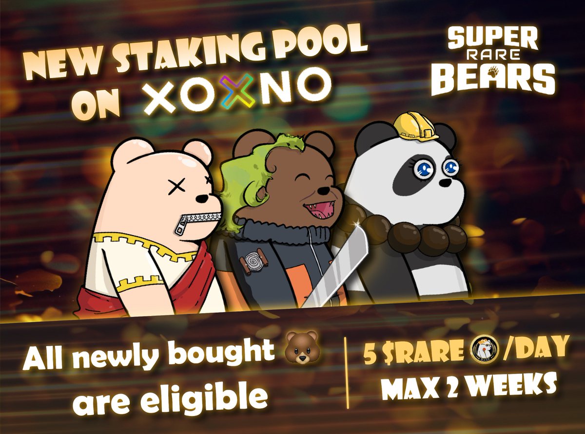 🥳 Sales have picked up for  SuperRareBears NFTs according to the stats on @xoxnoNFTs

108% increase from the previous week, 66 #EGLD volume 🔥

<a href="/pulsarmoney/">Pulsar Money</a> send 200 RARE to 100 reactions 

Remember, newly bought 🐻 get to enjoy our 🆕 staking pool

🤑 Pays 5 $RARE daily