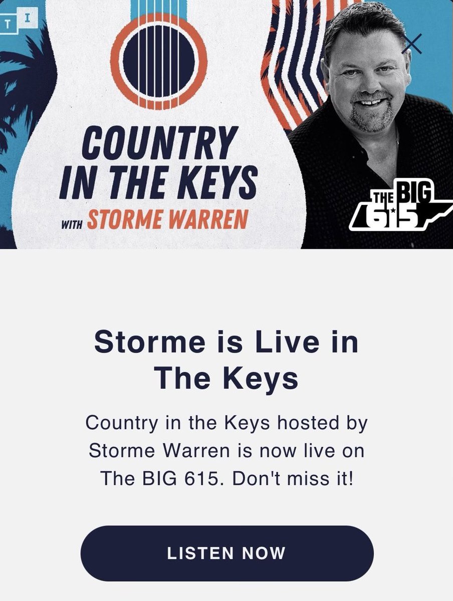 stormewarren's tweet photo. Are ya listening? So much fun! Stories behind the hits from paradise. 🌴@big615radio 🎶 @tunein https://t.co/5nXNYIAAYb