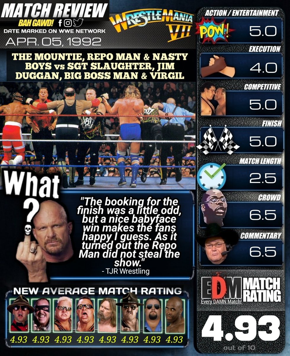 Reviewing #everyDAMNmatch! 

WWF #Wrestlemania8

#TheRepoMan, #TheMountie & #NastyBoys vs #JimDuggan, #BigBossMan, #SgtSlaughter & #Virgil

#WWE #WWF #WCW #ECW #NWO #AEW #TNA #NWO #Wrestling #ProWrestling #Wrestlemania