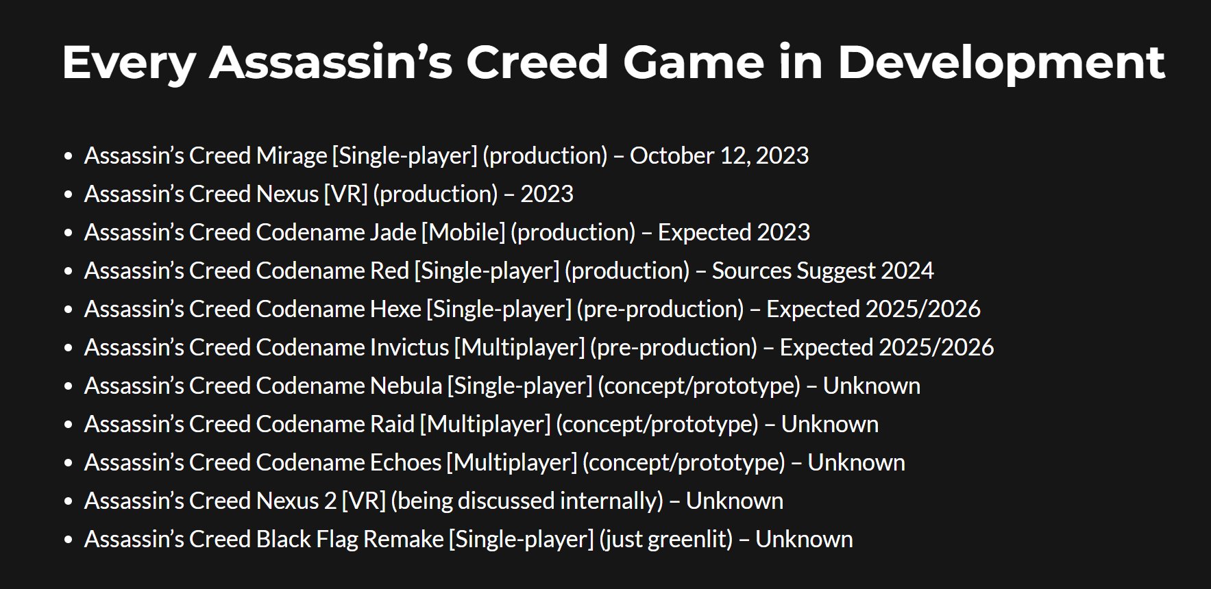 Ubisoft Currently Has 11 Assassin's Creed Games Planned - Insider Gaming