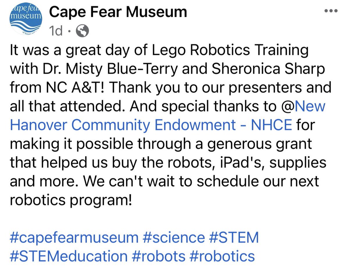 Tech_Shorty's tweet image. Had a wonderful time @capefearmuseum yesterday! We had a blast working with the museum staff and educators from the area. Thank you for having us! #STEM #Robotics