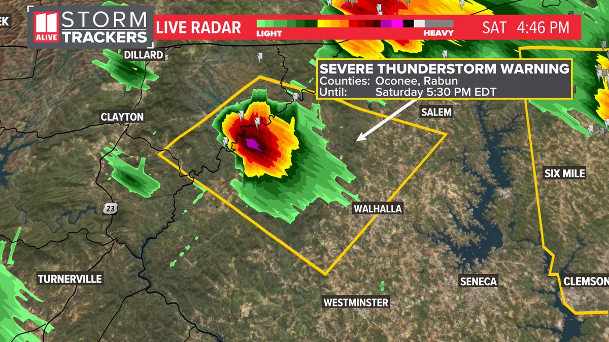 A Severe Thunderstorm Warning has been issued for Oconee, Rabun until 7/01 5:30PM. Track storms now: 11alive.com/radar