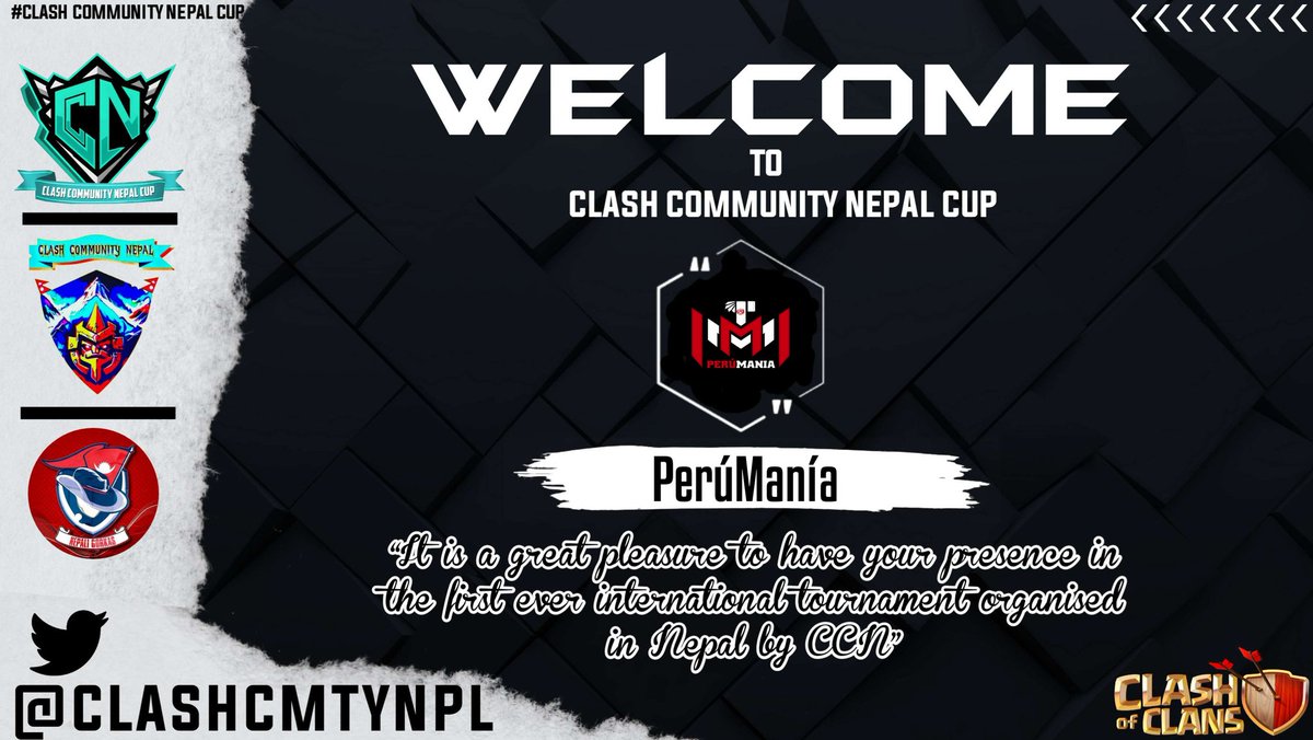 Thank you very much for the welcome we will give the best in the tournament <a href="/clashcmtynpl/">Clash Community Nepal</a> Good luck to all the competitors 
  
#GoPERUMANIA