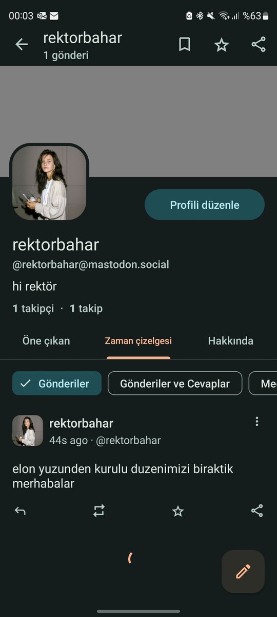 arkadaslar mastodon indirenler ordan takip edebilir beni