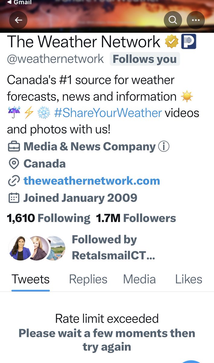 Can’t read severe weather tweets or see <a href="/weathernetwork/">The Weather Network</a> updates on here. Thanks for keeping us safe, Elon. #RateLimitExceeded