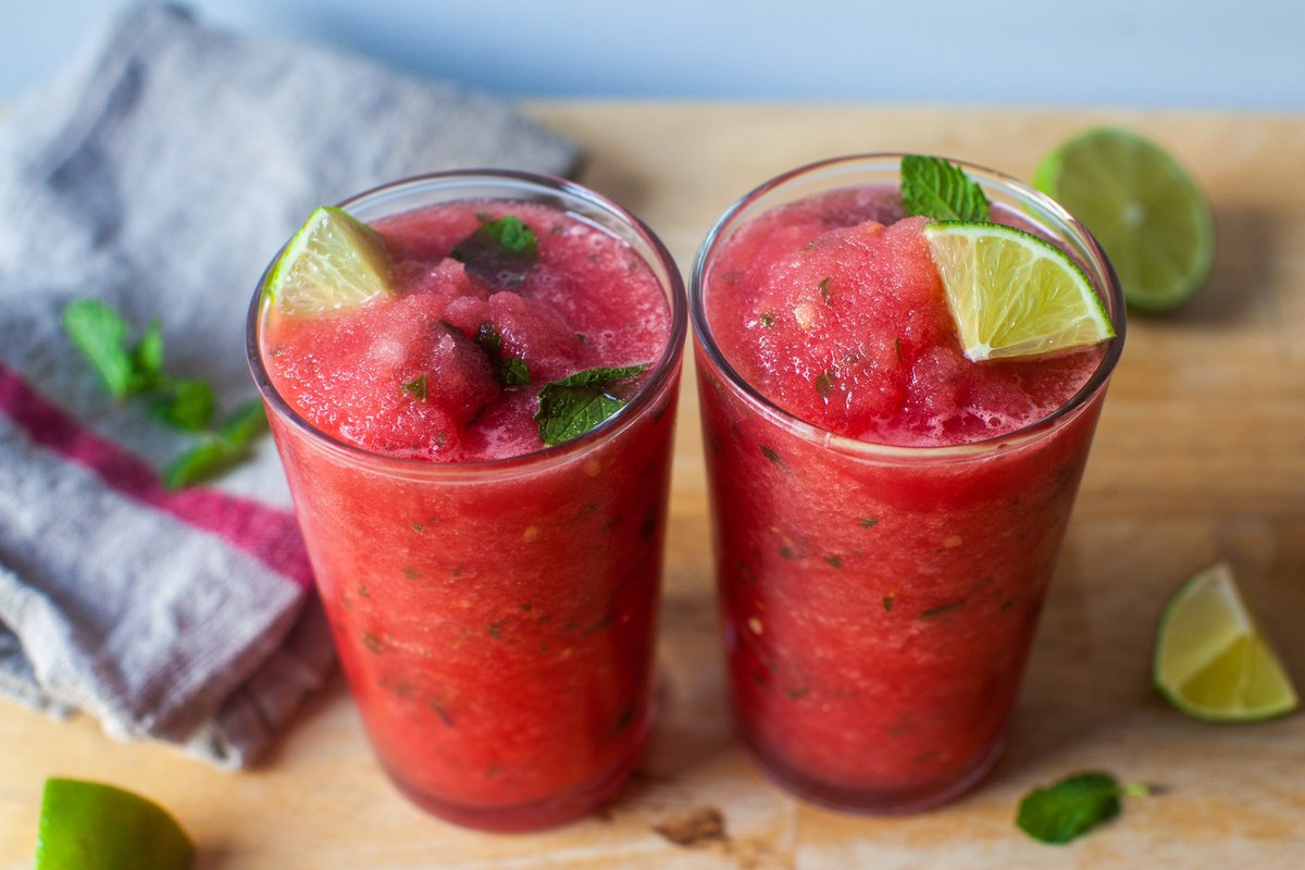 There is no time like a hot weekend day to find new, amazing things to do with watermelon, in this case, freezing then blending it with lime juice, rum, and mint for the best frozen mojito I've ever had. (P.S. It's also delicious without the rum.) bit.ly/2JKLede