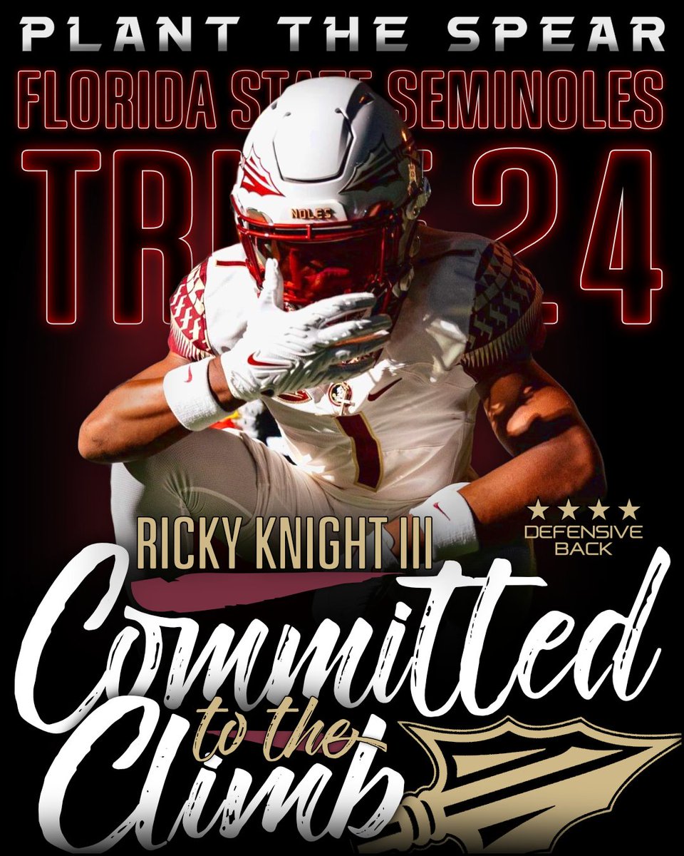 💥BOOM💥 #FSU lands 4⭐️ DB Ricky Knight III from West Palm Beach, FL. #Tribe24

Welcome to Nole Nation!🍢
