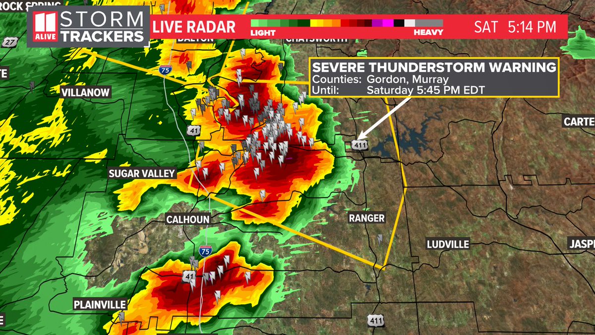 A Severe Thunderstorm Warning has been issued for Gordon, Murray until 7/01 5:45PM. Track storms now: 11alive.com/radar