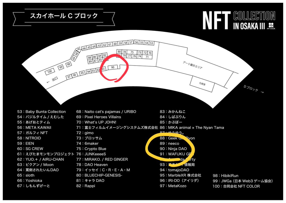 pess_ham's tweet image. 明日の #Nコレ大阪Ⅲ NINJAメタバライブはNinja DAOのブースにて出展します！！
スカイホールCブロックの90番にありますので、お楽しみに！

メタバライブブースではメタバース接客を行います✨
13時から.#cnpband ふくのねこみさんのミニライブ
15時から #cnpp zukinさんがフィリピンから生中継です！