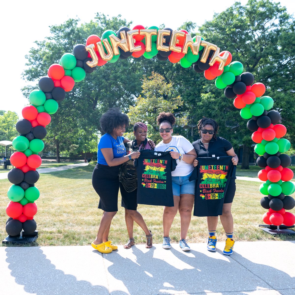 NEIU's tweet photo. A good time was had by all as the #NEIU community came together for our Juneteenth Celebration! Check out the pics from our June 22 gathering, which featured food, live entertainment and games, and a special appearance by @ocartman1. https://t.co/esWkMQRLEY