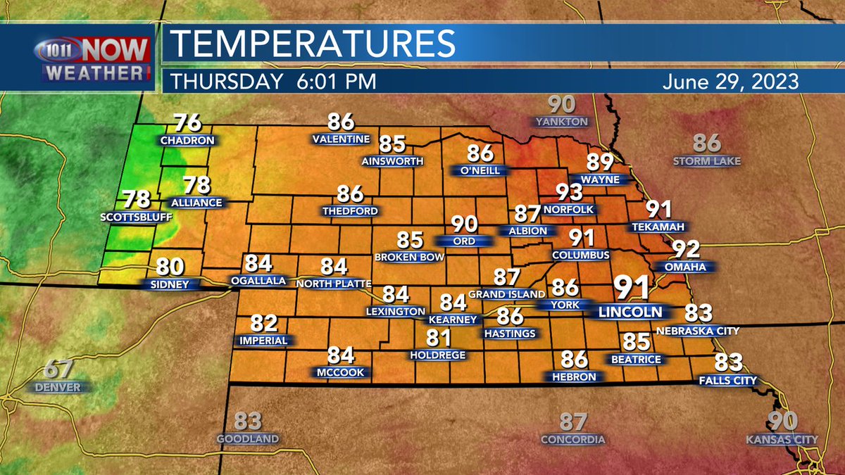 Here's a look at your 6 PM temperatures!