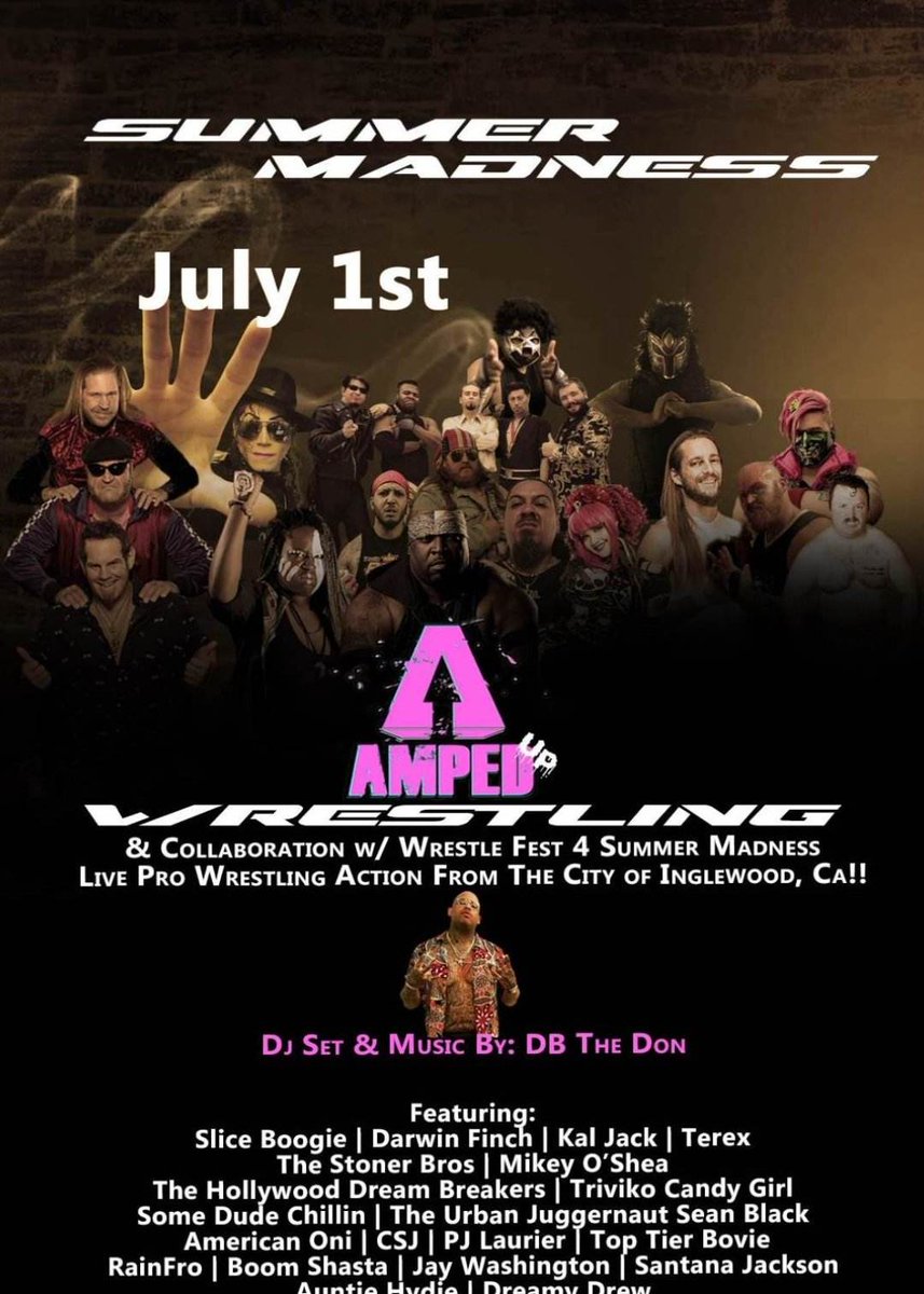 It's going down in Inglewood this Saturday. Hope to see y'all there, just #chillin 🌴
#prowrestling #ampedup #LA #prowrestler #westcoast #CA #wrestling #charity #fundraiser
#Inglewood