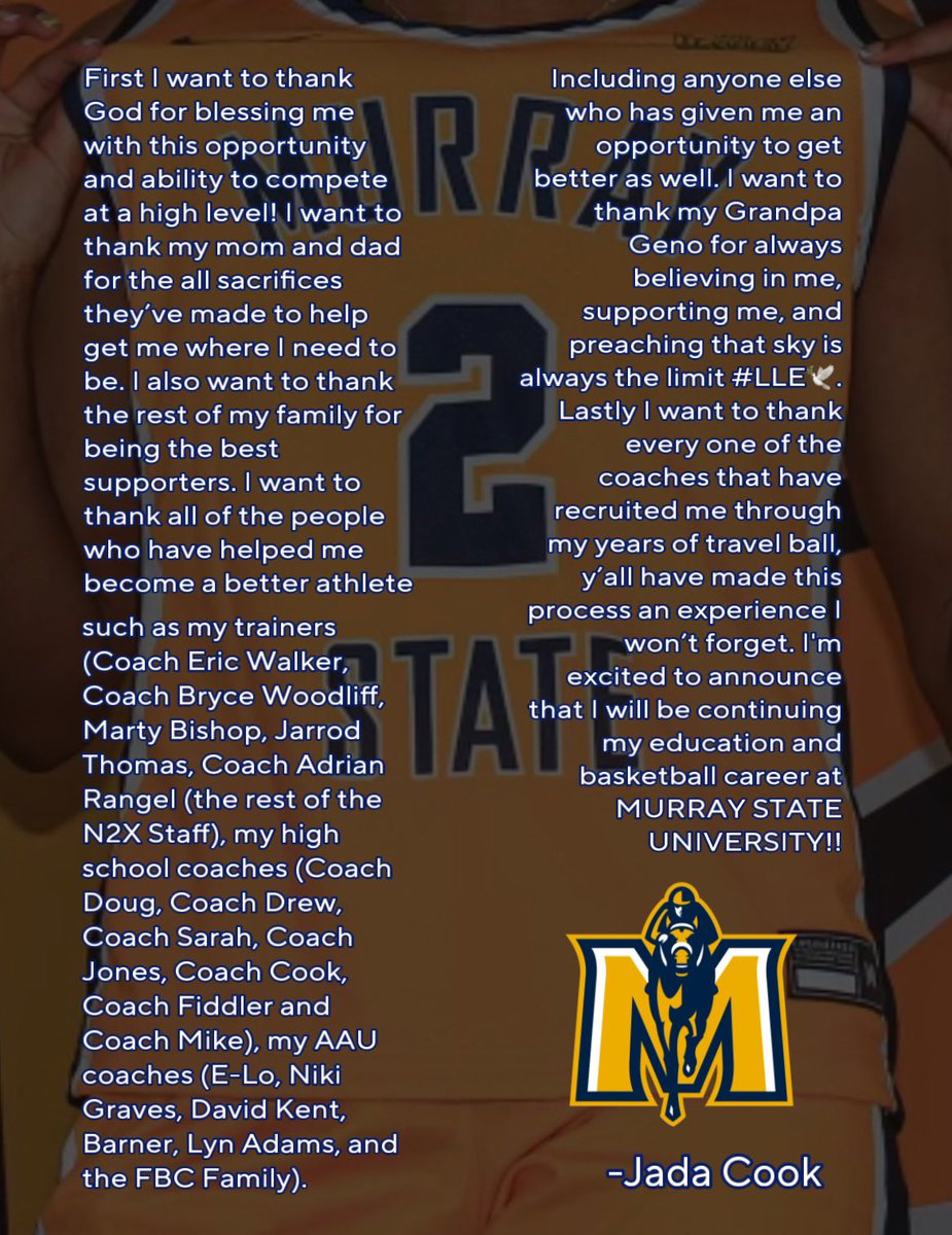 😁 #COMMITTED💛💙🐎
<a href="/RacersWBB/">Murray State Women's Basketball</a>