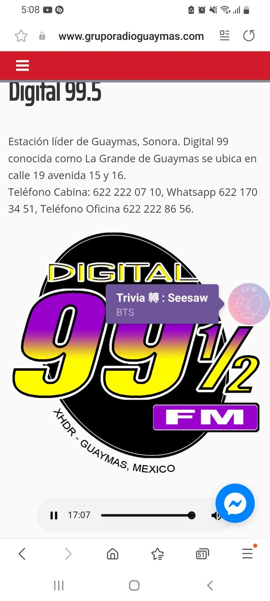 analirot's tweet photo. Gracias Digital 99.5 Guaymas por complacer a ARMY y programar #TriviaSeesaw de #Suga y #BoyWithLuv de @BTS_twt, saludos y linda tarde a la locutora Priscila Ruiz 💜 
@BangtanRDMX https://t.co/XJxt2LxWrl