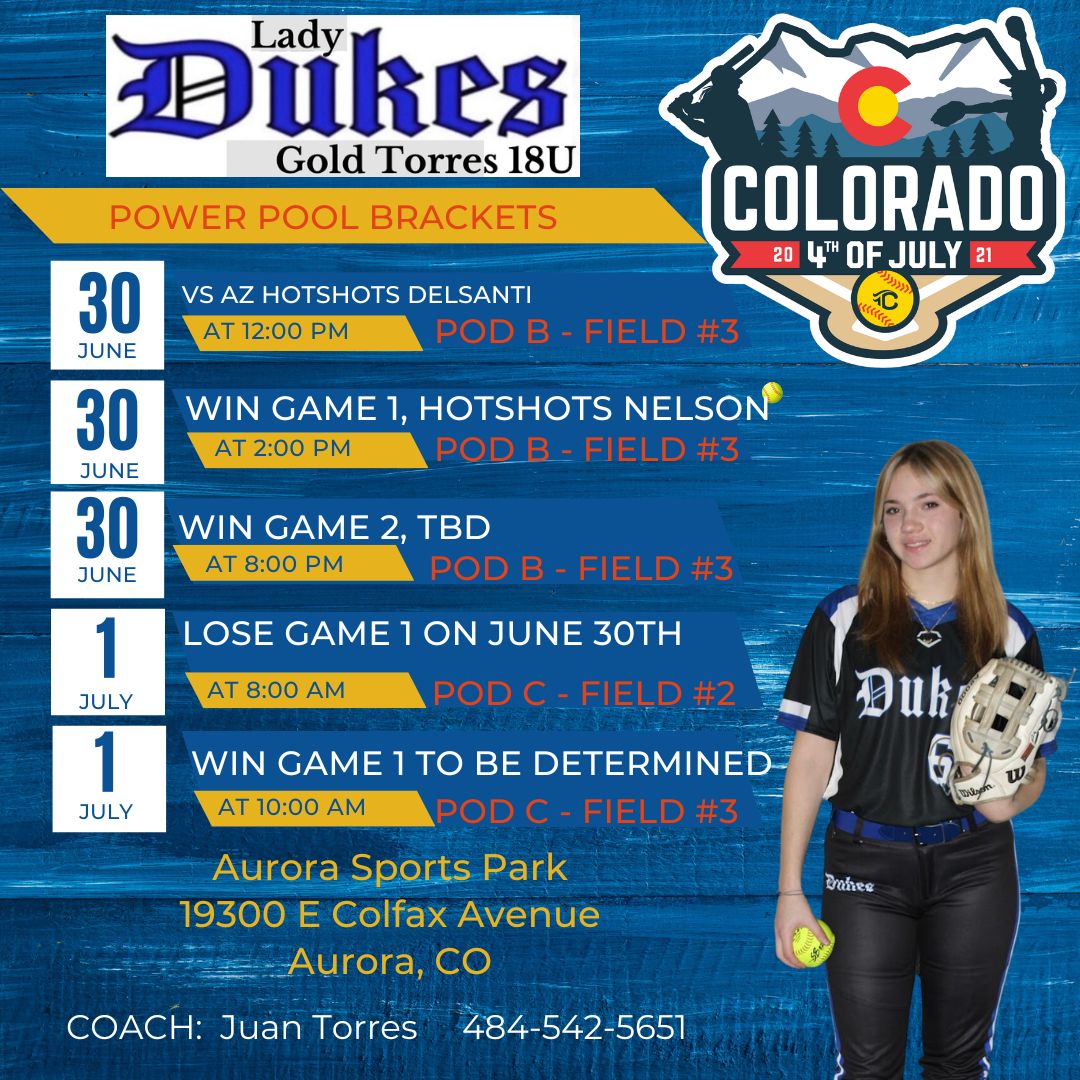 Here is the rest of our schedule for the weekend! <a href="/emiliabrundage/">Emilia “meals” Brundage</a> <a href="/DuranEnvey/">Envey Duran</a> <a href="/GabbyShadek2025/">Gabriella Shadek-DUKE Commit</a> <a href="/AvaCalciano6/">Ava Calciano 2025 SS/2B</a> @Ladydukesnj <a href="/COSparkFire/">CO 4th of July</a> <a href="/tc_collegecoach/">TC College Coaches</a> <a href="/TCSFastpitch/">TC Fastpitch</a>