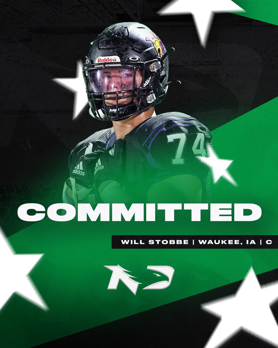 William Stobbe (@will_stobbe) on Twitter photo I’m super excited to announce my commitment to the University of North Dakota! I want to thank my family, coaches, teammates, and most importantly God for making this dream a reality.
#LGH 🦅🟢⚪️
<a href="/UNDfootball/">North Dakota Football</a> <a href="/BubbaSchweigert/">Bubba Schweigert</a> <a href="/pawlakjoe/">Joe Pawlak</a> <a href="/dfreund7/">Danny Freund</a> I’m super excited to announce my commitment to the University of North Dakota! I want to thank my family, coaches, teammates, and most importantly God for making this dream a reality.
#LGH 🦅🟢⚪️
<a href="/UNDfootball/">North Dakota Football</a> <a href="/BubbaSchweigert/">Bubba Schweigert</a> <a href="/pawlakjoe/">Joe Pawlak</a> <a href="/dfreund7/">Danny Freund</a>
