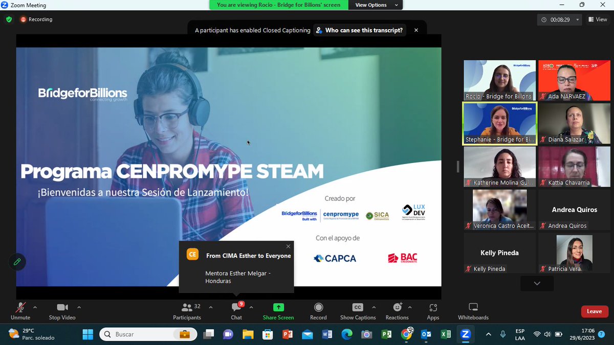 amendeznarvaez's tweet photo. Hoy hemos asistido al kick off de la incubación de empresas STEAM lideradas por mujeres. Esta es una acción más del #prefem ejecutado por @Cenpromype_sica con el apoyo de @LuxDev_HQ. Este grupo será  atendido en alianza con @Bridge4Billions. #mujerymipyme #mujeresapoyandomujeres https://t.co/XyF7Xuk1kJ