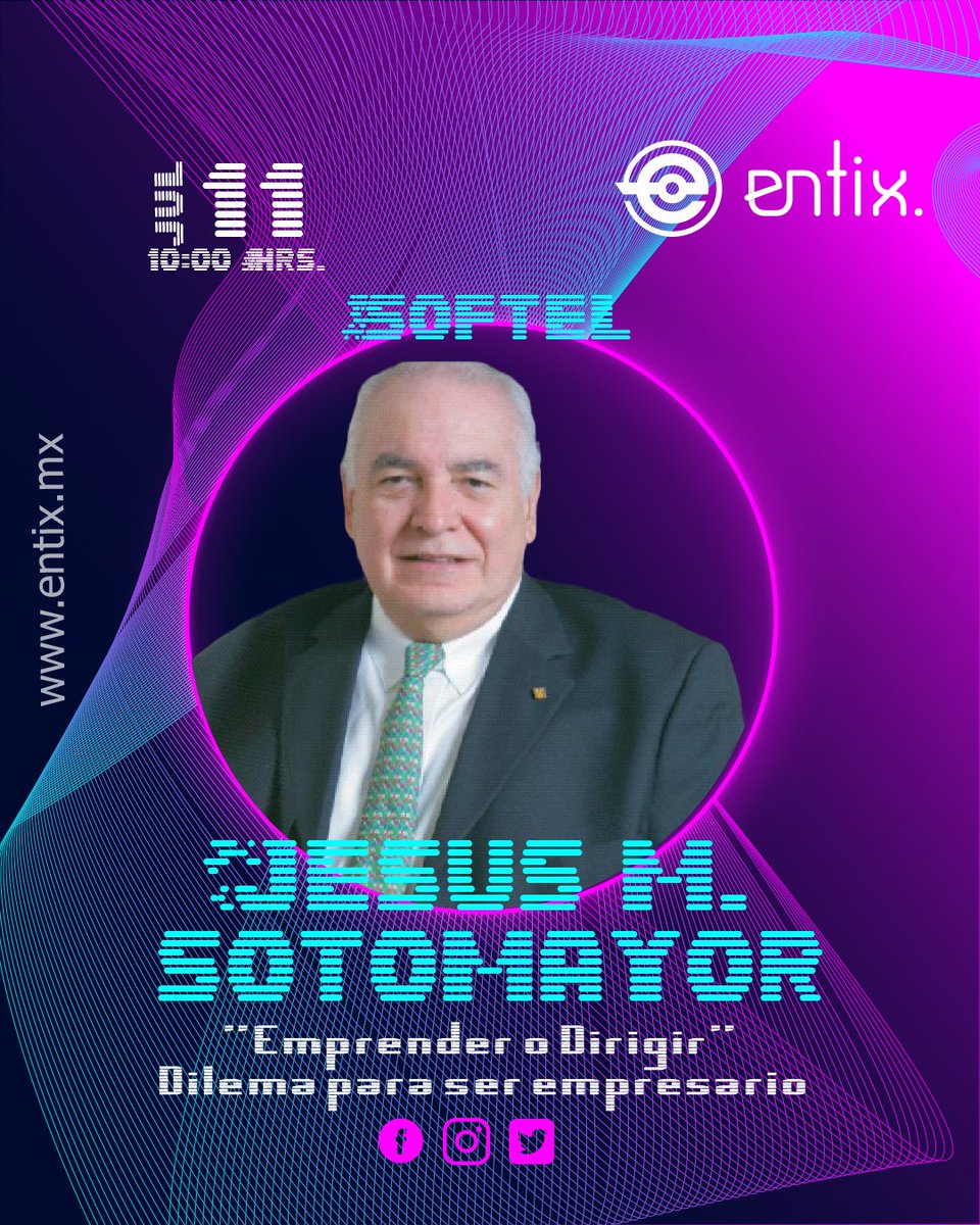 EntixNegocios's tweet photo. ¡Despierta tu curiosidad! 🌟🔍 En #ENTIX2023, te ofrecemos una selección de conferencias. Prepárate para explorar "Emprender o Dirigir" con Jesús M. Sotomayor.
📅11 de Julio
🔴Presencial
⏰10:00 Hrs.
Haz tu pre-registro en https://t.co/WwvsGERoJq
#ENTIX #SoyENTIX #Metaverso https://t.co/VfFJQfxdkw