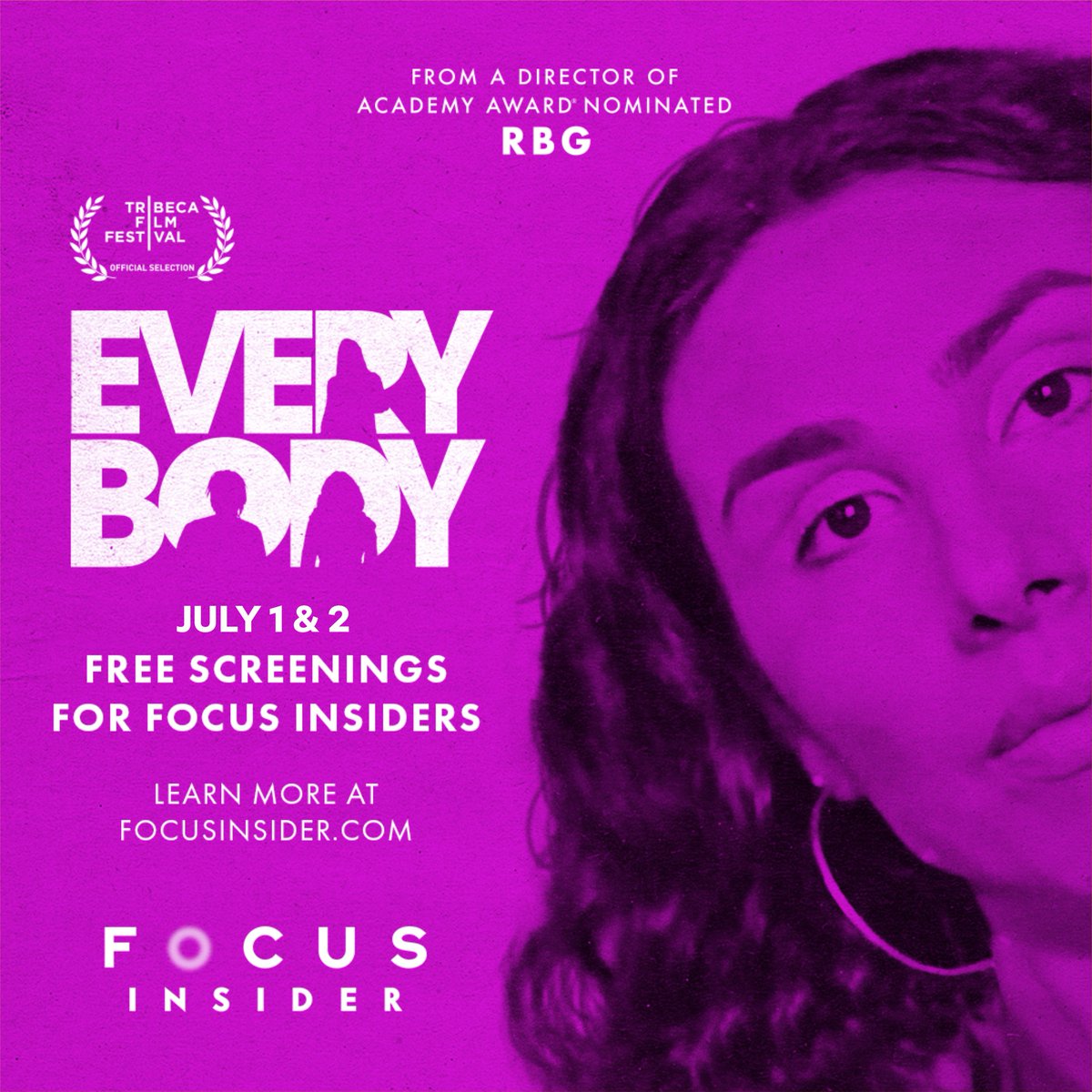 Go beyond the binary, and become a Focus Insider to see an exclusive screening of #EveryBodyMovie on July 1 and 2: bit.ly/EveryBodyInsid…