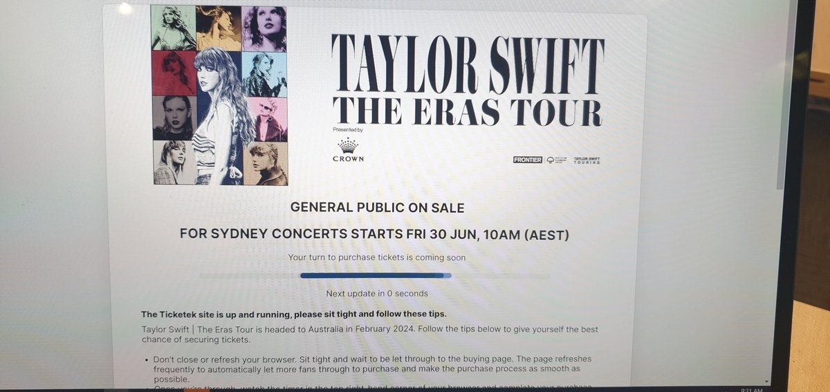 rzqs's tweet photo. Here we go again #ticketek #TaylorSwiftTheErasTour #Sydney https://t.co/Bp60PABlXR