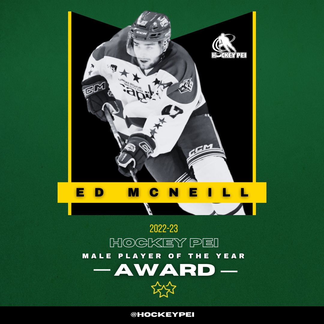 🏆2022-23 MALE PLAYER OF THE AWARD WINNER 
— <a href="/EdMcNeill3/">Ed McNeill</a> 👏

Top Defenseman in the MHL. Top Defenseman in Canada. McNeill had a record breaking season and was a leader on and off the ice. 

Award write-ups » bit.ly/2022-23-Awards

#PEIProud | #HockeyPEIAwards