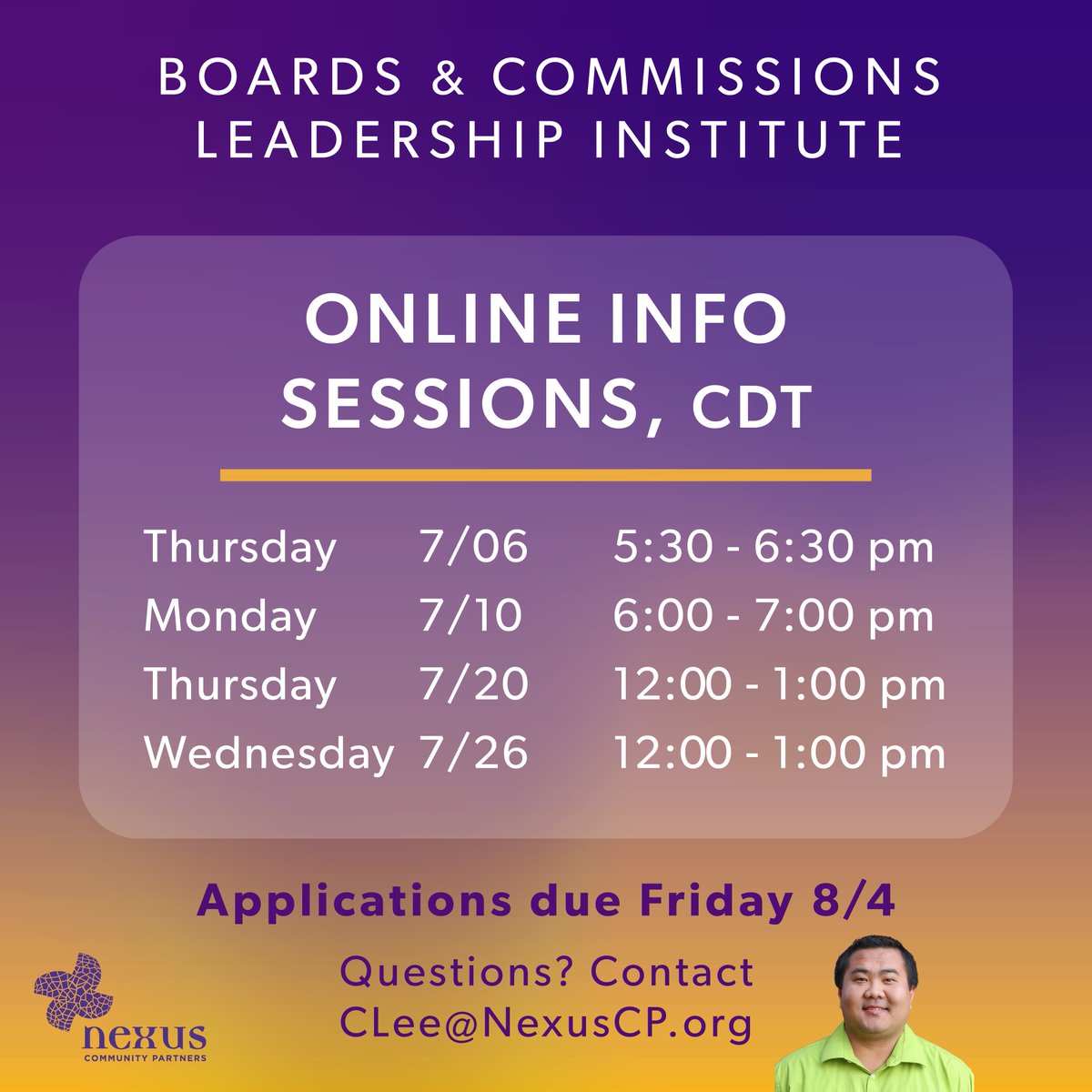 nexuscp's tweet photo. Applications for the Twin Cities Boards and Commissions Leadership Institute are now open! Join the fellowship program for its 11th cohort and be the change agent and equity champion you want to see in the world. https://t.co/xt7hDzBgQp