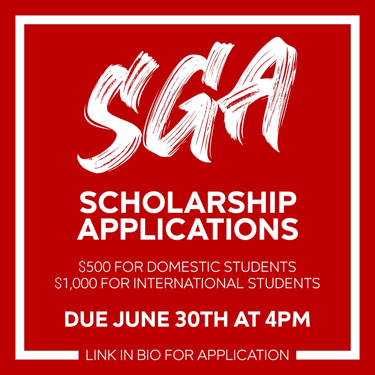 Just one more day before the opportunity to apply for SGA scholarships ends! 

Head over to our website to check your eligibility and apply!

sga.louisiana.edu/get-funded/sch…