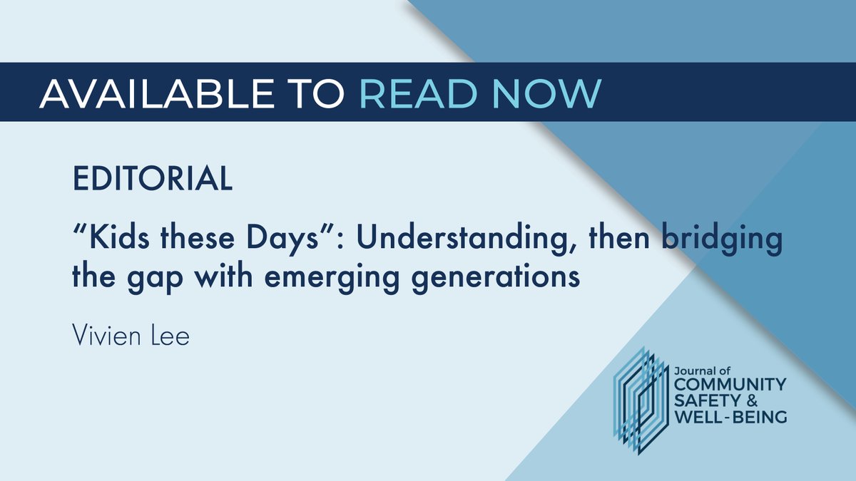 Journal of CSWB (@journalcswb) on Twitter photo How to understand “kids these days”? The world has changed dramatically in recent years. Understanding, recruiting, & working with #genzie #GenZ Read this editorial by <a href="/DrPsychNinja/">Dr. Vivien Lee</a> here: doi.org/10.35502/jcswb…
#firstresponders #publicsafety How to understand “kids these days”? The world has changed dramatically in recent years. Understanding, recruiting, & working with #genzie #GenZ Read this editorial by <a href="/DrPsychNinja/">Dr. Vivien Lee</a> here: doi.org/10.35502/jcswb…
#firstresponders #publicsafety